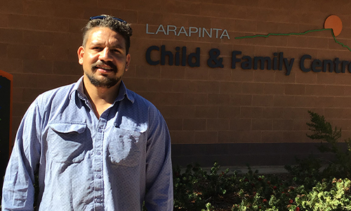 Louis Jakamarra Egger is the Young Fathers Coordinator at the Larapinta Child and Family Centre.